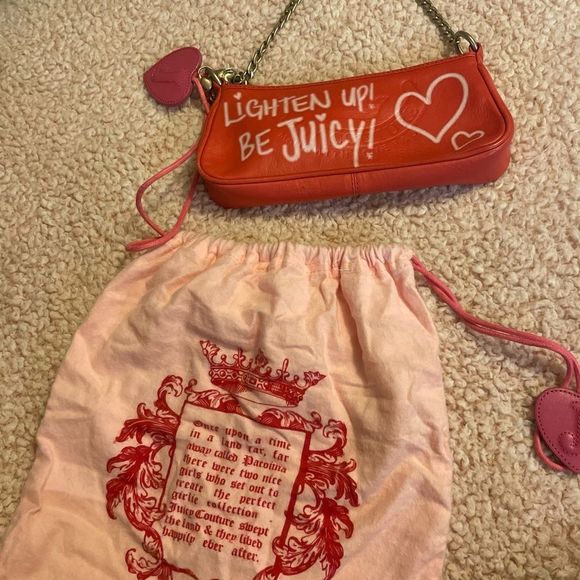 Juicy Couture Handbags - JUICY COUTURE LEATHER LIGHTEN UP BE JUICY BAG Y2K with dust bag
